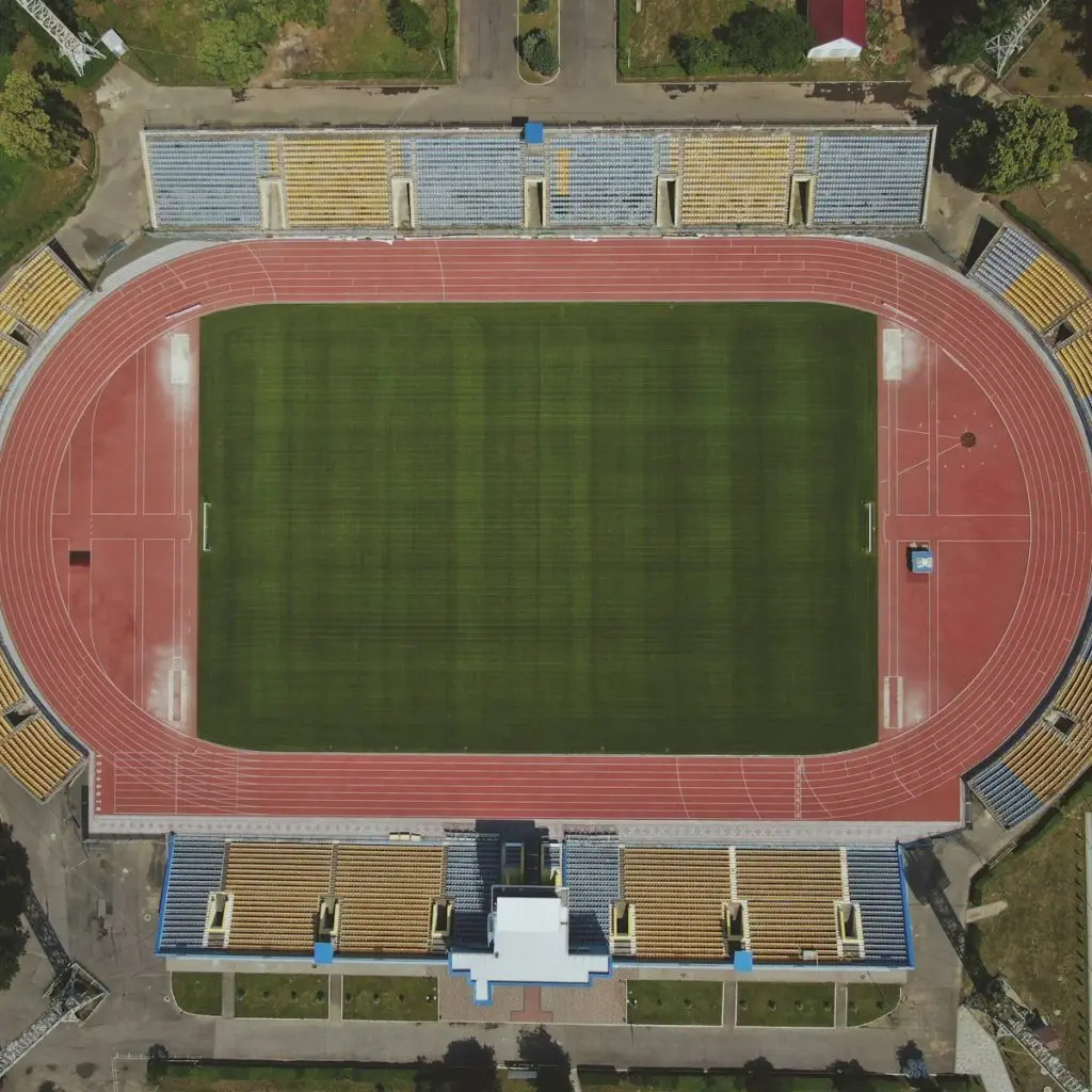 aerial view of soccer field during daytime