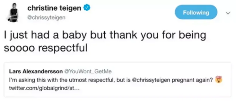 Image credit: Twitter | @chrissyteigen