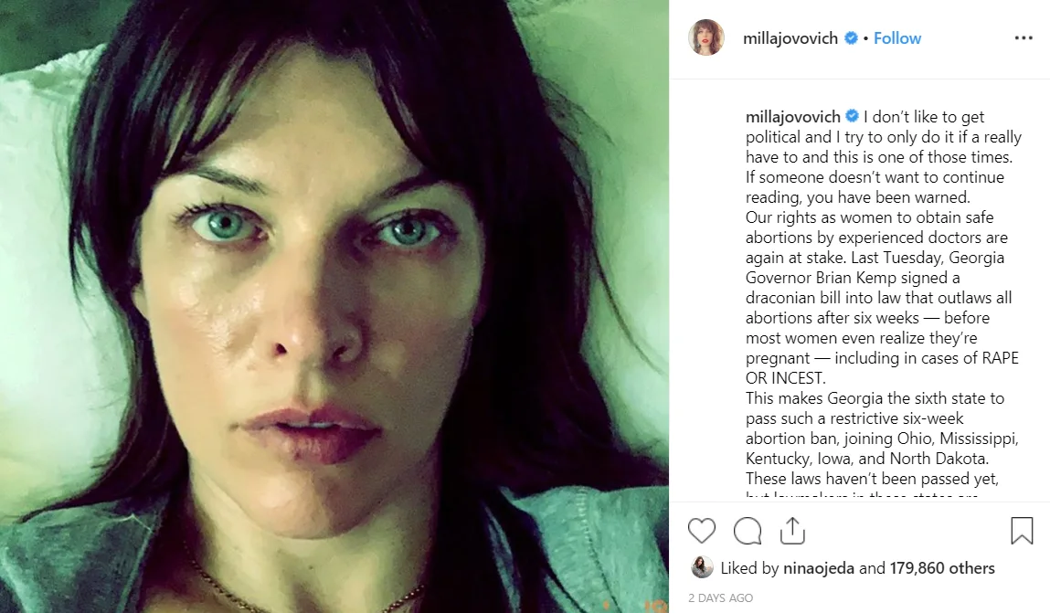 Image credit: Instagram | @millajovovich