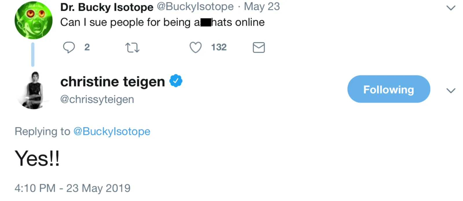 Image credit: Twitter | @chrissyteigen
