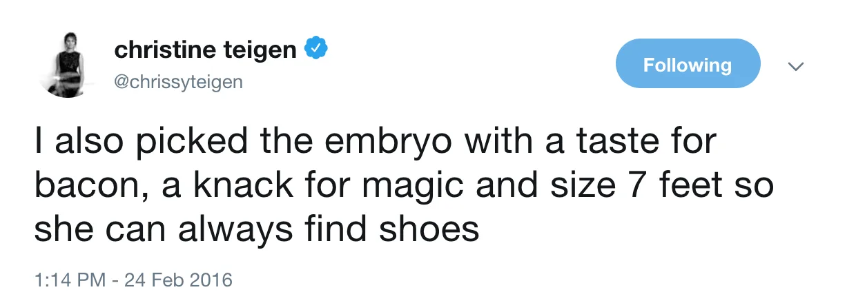 Image credit: Twitter l @chrissyteigen