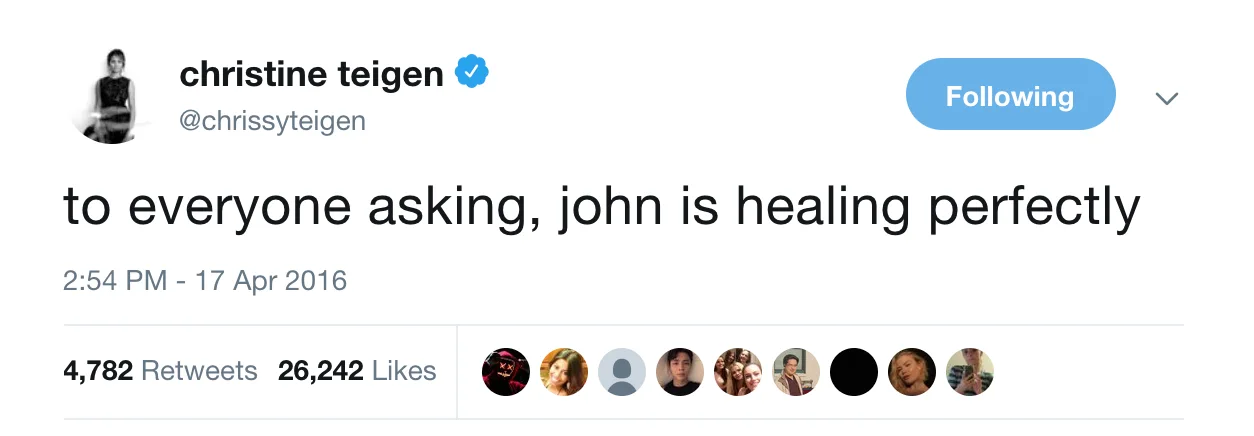 Image credit: Twitter l @chrissyteigen