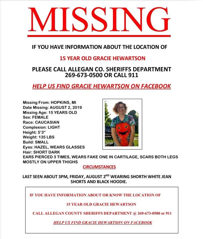Image credit: Facebook | Help Us Find Gracie Hewartson