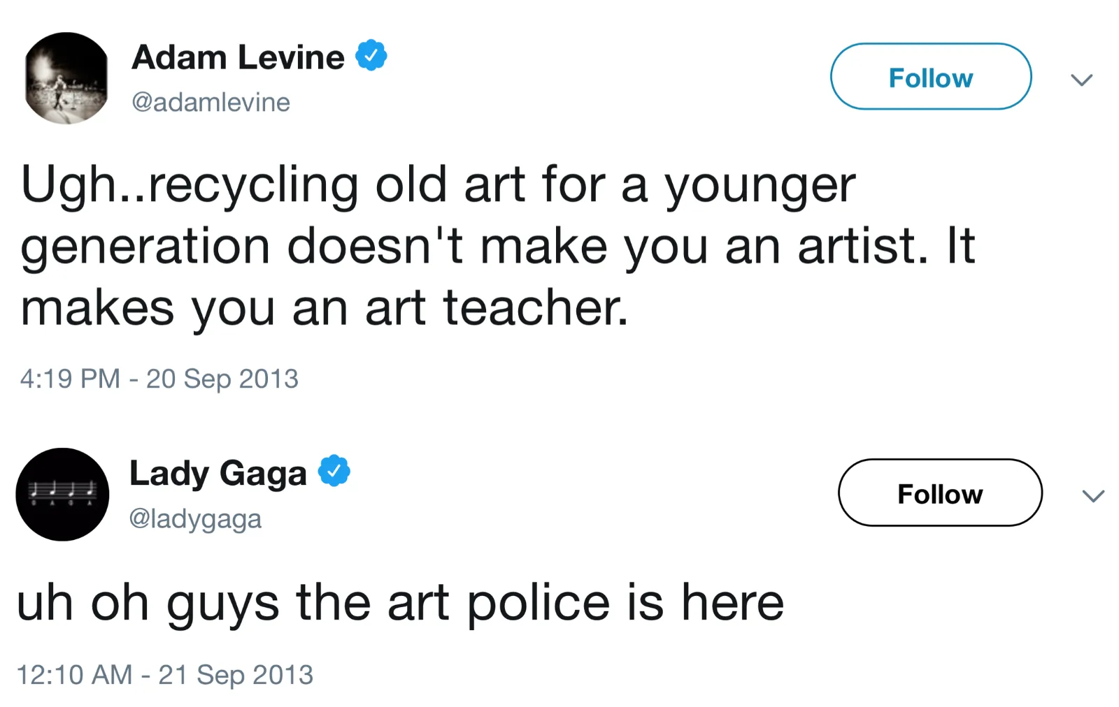 Image credit: Twitter | @adamlevine, @ladygaga
