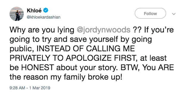 Image credit: Twitter | @khloekardashian