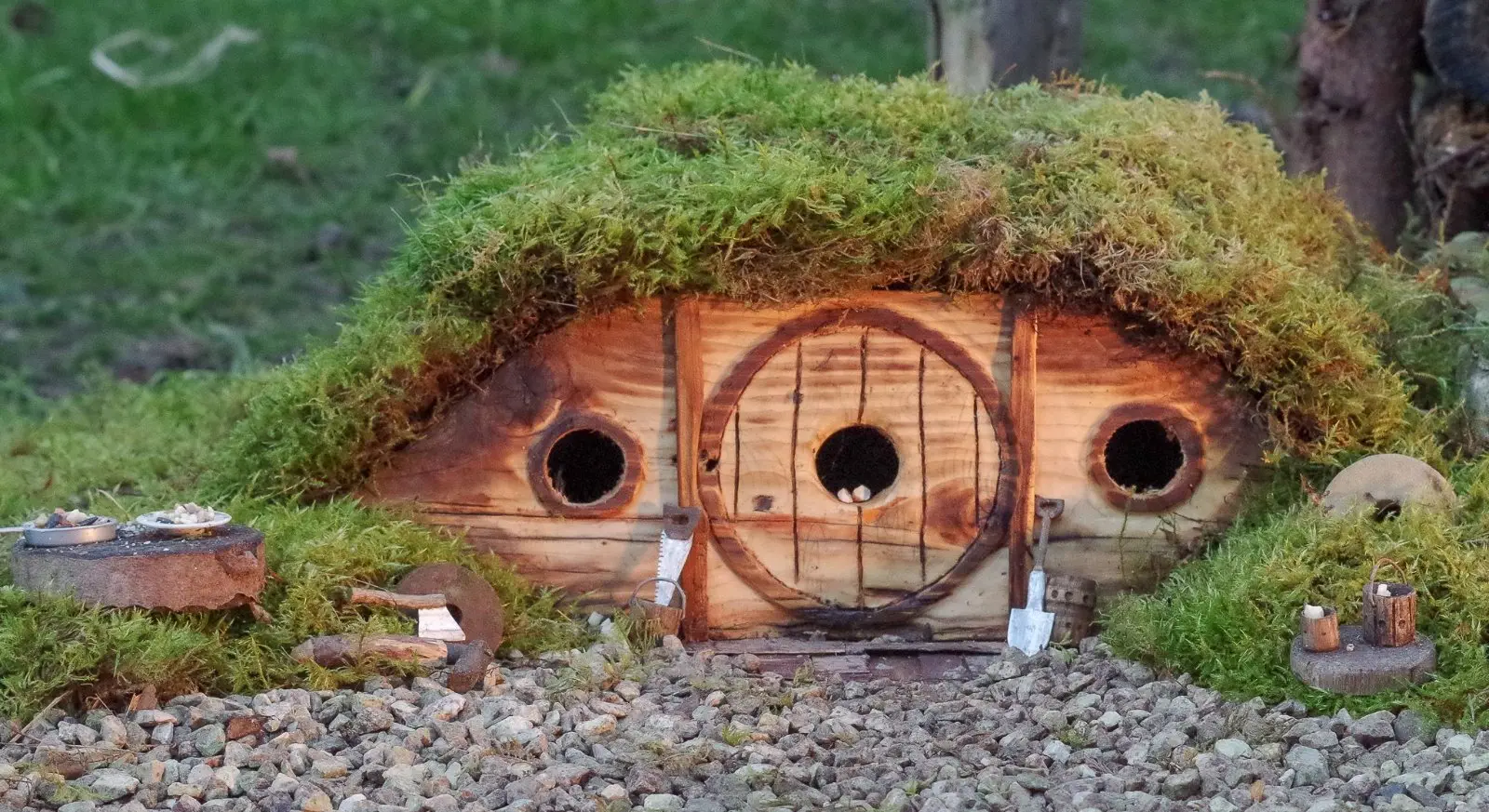 Image credit: Facebook | George the Mouse in a log pile house