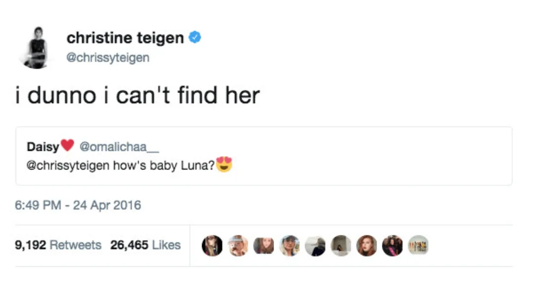 Image credit: Twitter l @chrissyteigen
