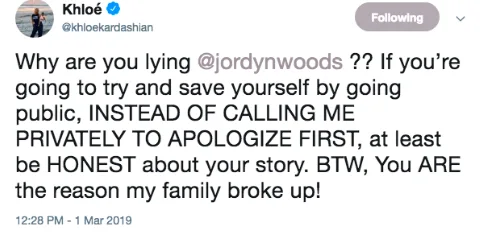 Image credit: Twitter | @khloekardashian