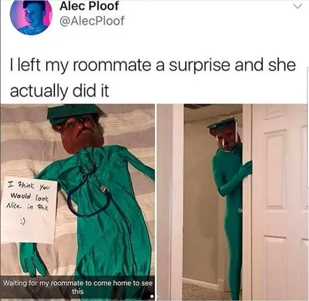 Surprise for roommate (Image credit: Twitter | @AlecPloof)